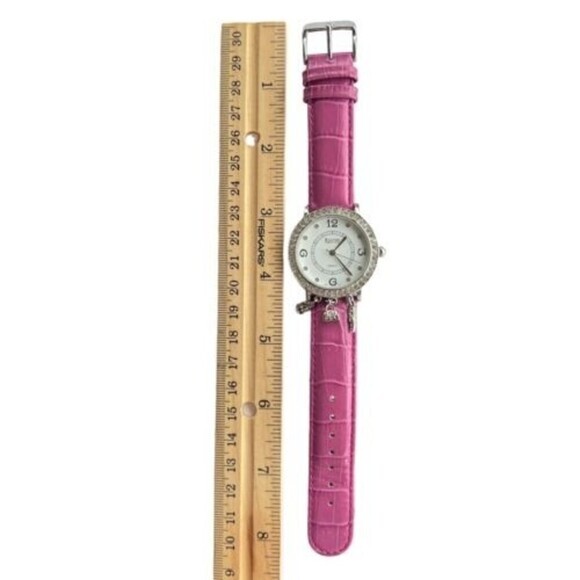 Kristine Women's Quartz Wrist Watch Rhinestone/Charms Pink Japan Movement 7.5 in - Picture 10 of 14